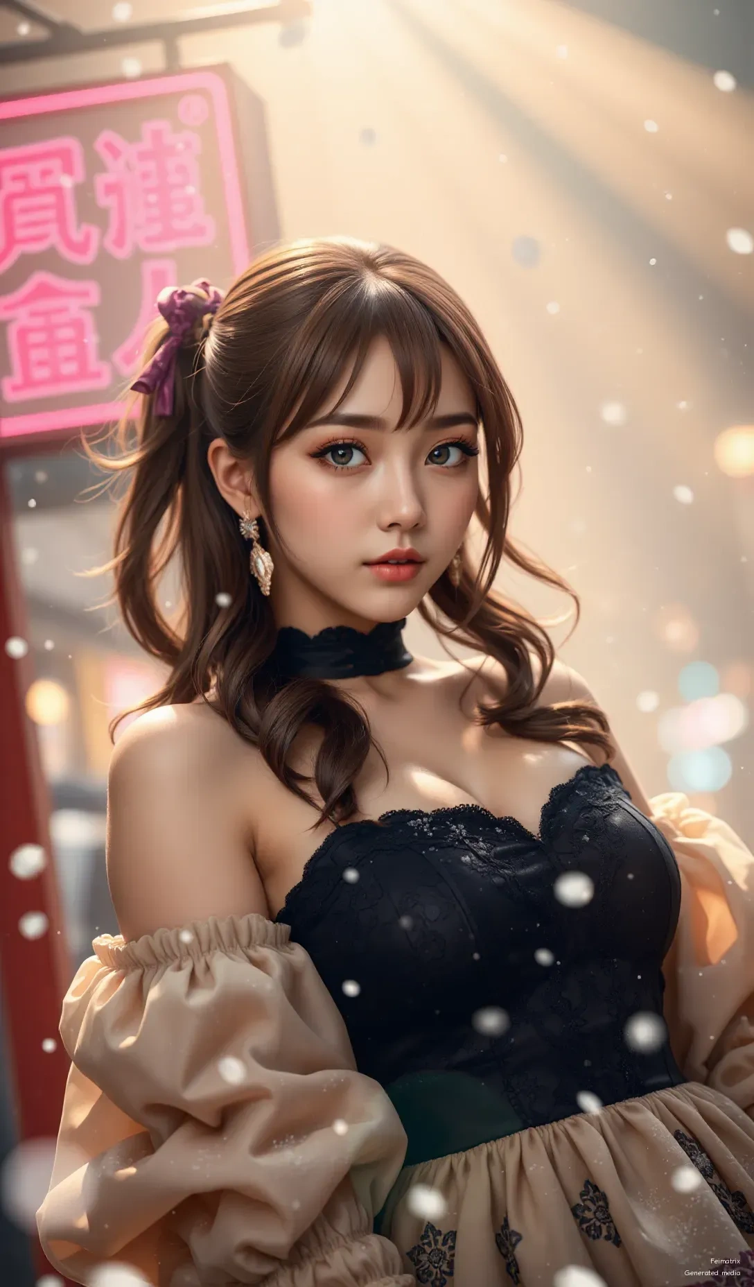 I’m just here to enjoy the magic of the moment… 🌸   Snowflakes, soft light, and a little bit of wonder.   Who else is feeling cozy & dreamy today? 💕