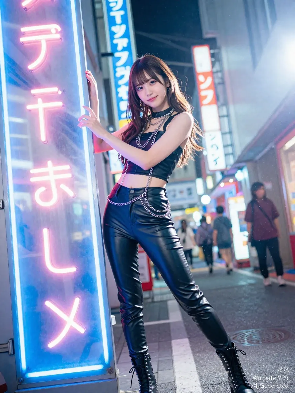 Neon Sighs in a Sapphire Rain